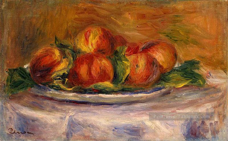 pêches sur une assiette Nature morte Pierre Auguste Renoir Peintures à l'huile